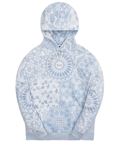 Kith Moroccan Tile Williams III Hoodie Avalanche SZ S (DEFECT SMALL CUTS IN HOODIE)