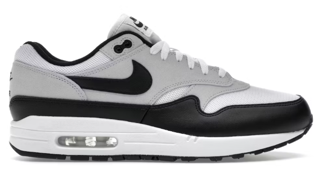 Nike Air Max 1 Essential White Pure Platinum Black SZ 10 MISSING LID