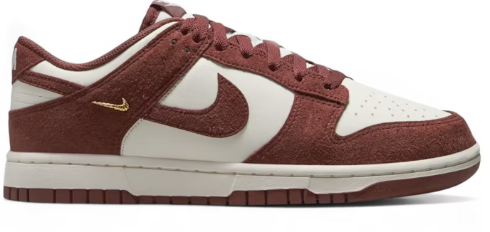 Nike Dunk Low Red Sepia Gold Mini Swoosh (Women's) SZ 8