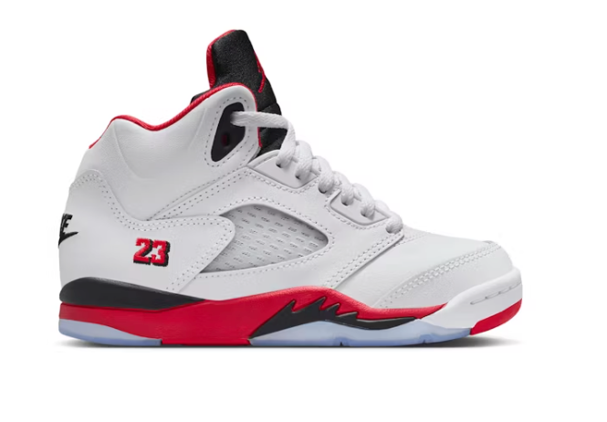 Jordan 5 Retro Fire Red Black Tongue (PS) Sz 3Y