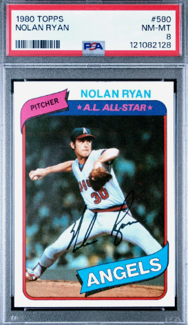 1980 TOPPS #580 NOLAN RYAN ANGELS HOF PSA 8