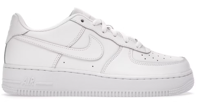 Nike Air Force 1 Low LE Triple White (GS) SZ 4.5Y MISSING LID
