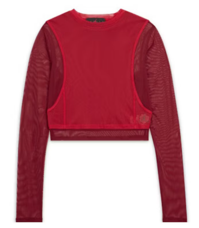 Jordan x Teyana Taylor Women's Long-Sleeve Mesh Top Gym Red/Team Red SZ XS