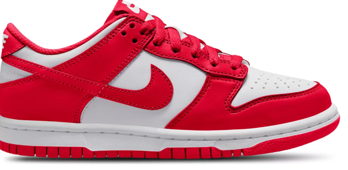 Nike Dunk Low White University Red (GS) SZ 6Y