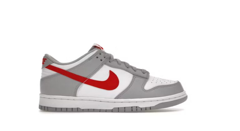 Nike Dunk Low White Wolf Grey Red (GS) Sz 4.5Y