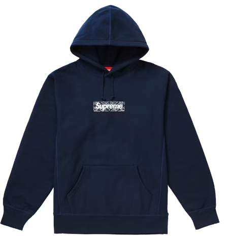 Supreme Bandana Box Logo Hooded Sweatshirt Navy SZ M