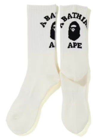 BAPE College Socks (FW19) White SZ M