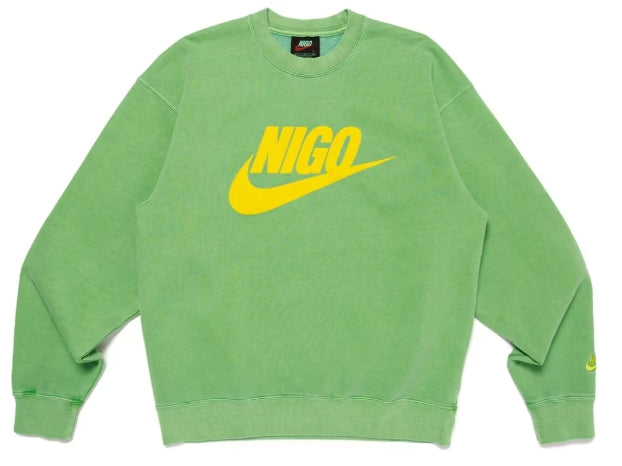 Nike x Nigo NRG Fleece Crew Sweatshirt Green SZ MEDIUM DEFECT CUT