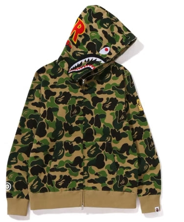 BAPE ABC Camo Shark PONR Full Zip Hoodie Green SZ LARGE