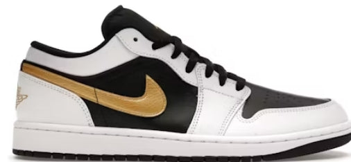 Jordan 1 Low White Black Metallic Gold Swoosh (MISSIN LID) SZ 12
