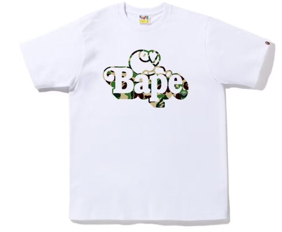 BAPE ABC Camo Milo on Bape Tee White Green SZ 2XL