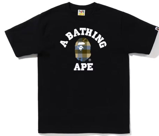 BAPE Block Check College Tee (FW22) Black Beige sz 3xl
