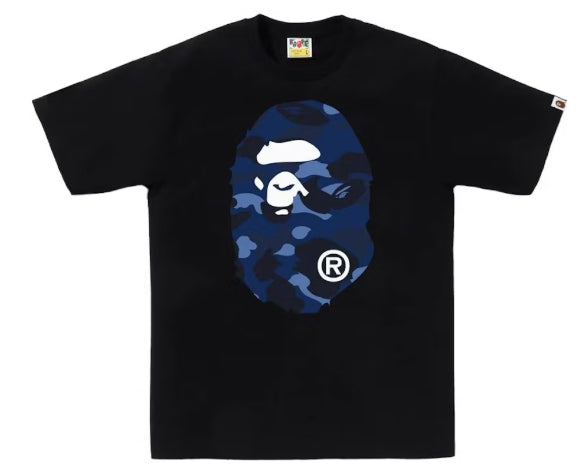BAPE Color Camo Big Ape Head Tee Black/Navy SZ 3XL