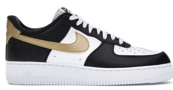 Nike Air Force 1 Low Black White Metallic Gold SZ 11