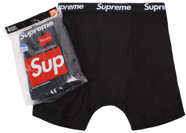 Supreme Hanes Boxer Briefs (4 Pack) Black SZ SMALL