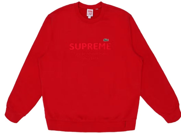 Supreme LACOSTE Crewneck Red SZ MEDIUM