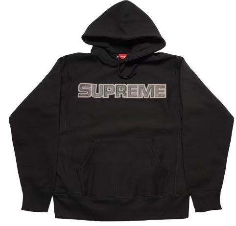 Supreme Perforated Leather Hooded Sweatshirt Black SZ LARGE