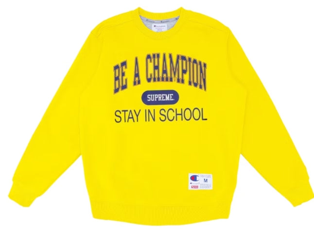 Supreme Champion Stay In School Crewneck Yellow SZ LARGE