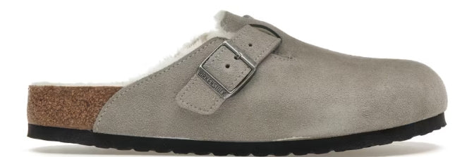Birkenstock Boston Shearling Suede Stone Coin SZ 7M NO BOX