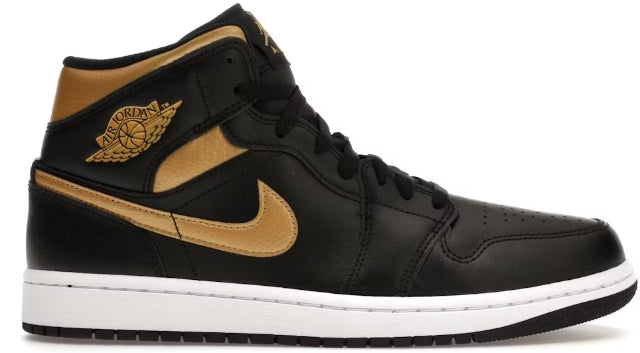 Jordan 1 Mid Black Metallic Gold SZ 9.5 NO LID