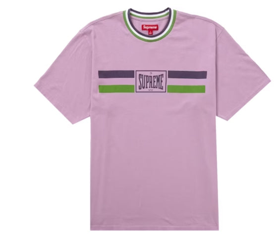 Supreme Warm Up Stripe S/S Top Purple (SZ L)