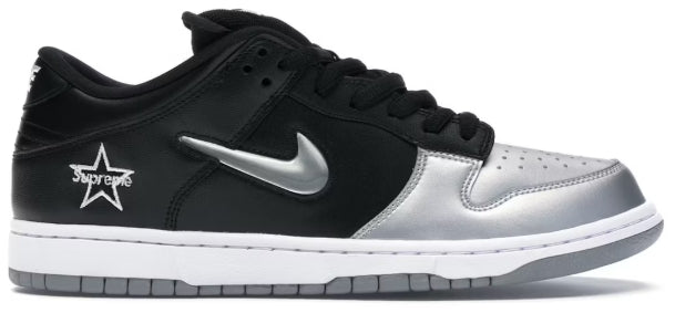 Nike SB Dunk Low Supreme Jewel Swoosh Silver SZ 11 USED