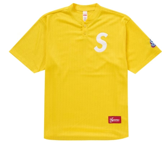 Supreme S Logo Baseball Henley Yellow SZ LARGE