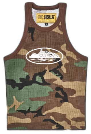 Corteiz Womens Alcatraz Tank Top Woodland Camo SZ L