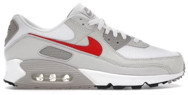 Nike Air Max 90 White College Grey Vast Grey University Red SZ 9 MISSING LID