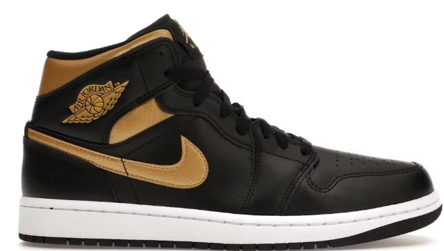 Jordan 1 Mid Black Metallic Gold SZ 12