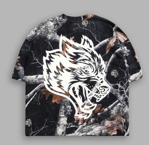 Respect The wolves "Premium" Box Cut Tee in Darc Woodland Camo (sz M)