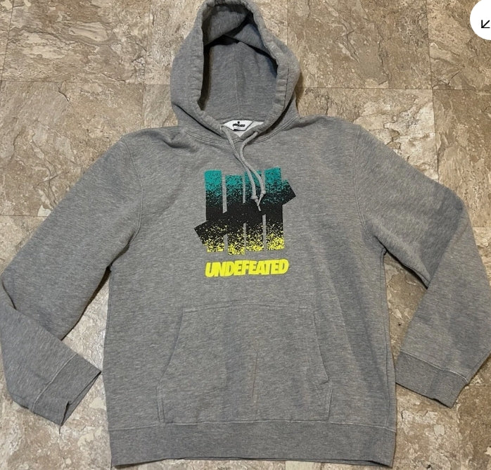 UNDEFEATED LOGO HOODIE GREY SZ M