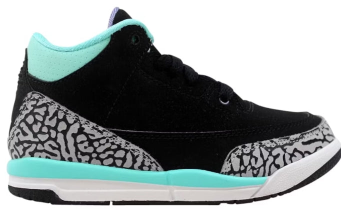 Jordan 3 Retro Black Iron Purple Bleached Turquoise (PS) SZ 3Y