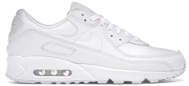Nike Air Max 90 Leather Triple White SZ 7 NO BOX YELLOWING