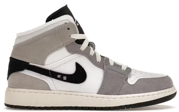 Jordan 1 Mid SE Craft White Cement Grey Black (GS) SZ 7Y