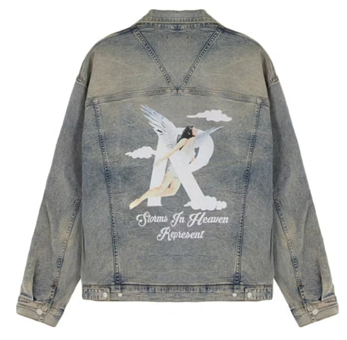 Represent Storms In Heaven Jacket Blue Cream SZ XXL