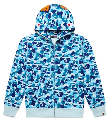 BAPE ABC Camo Shark Full Zip Hoodie Blue SZ XL USED