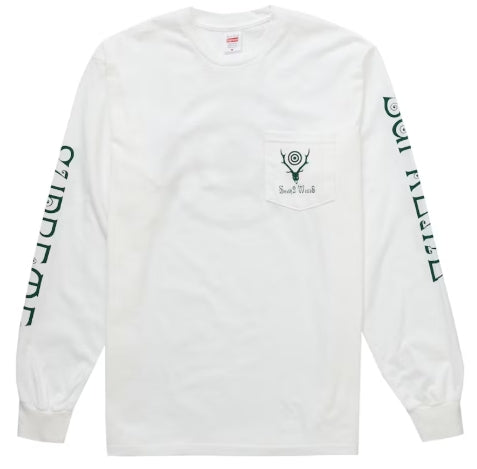 Supreme SOUTH2 WEST8 L/S Pocket Tee White SZ L