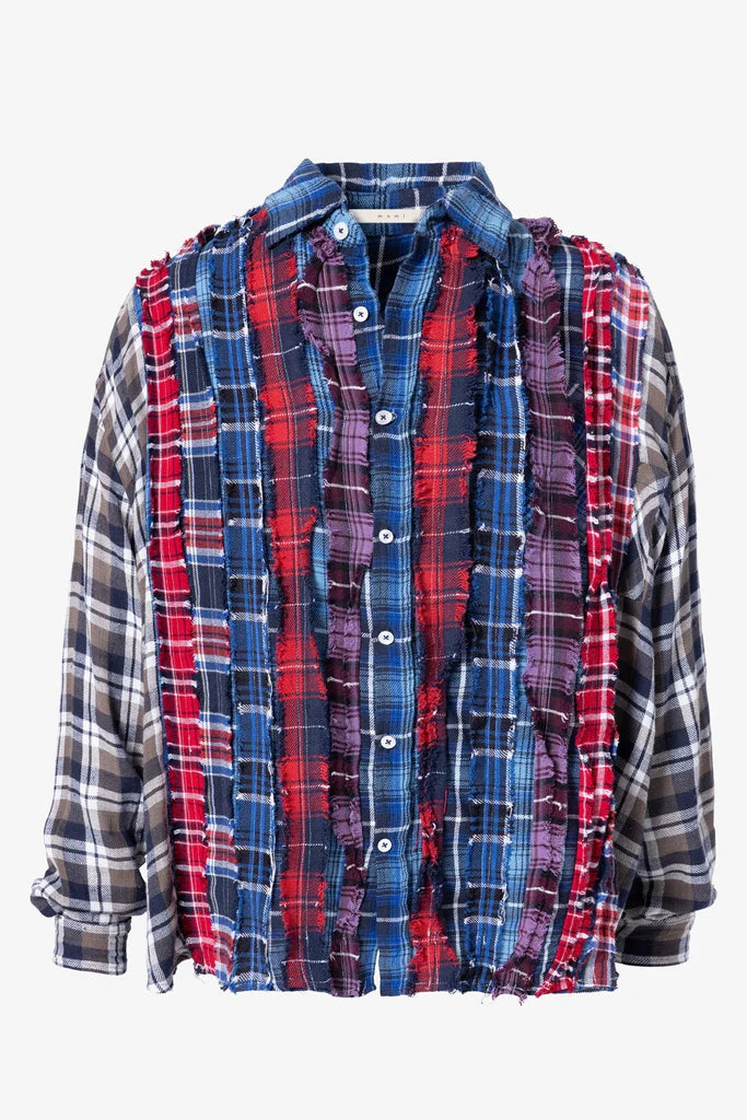 Mnml Tuxedo Vintage Flannel Shirt Patchwork Sz L