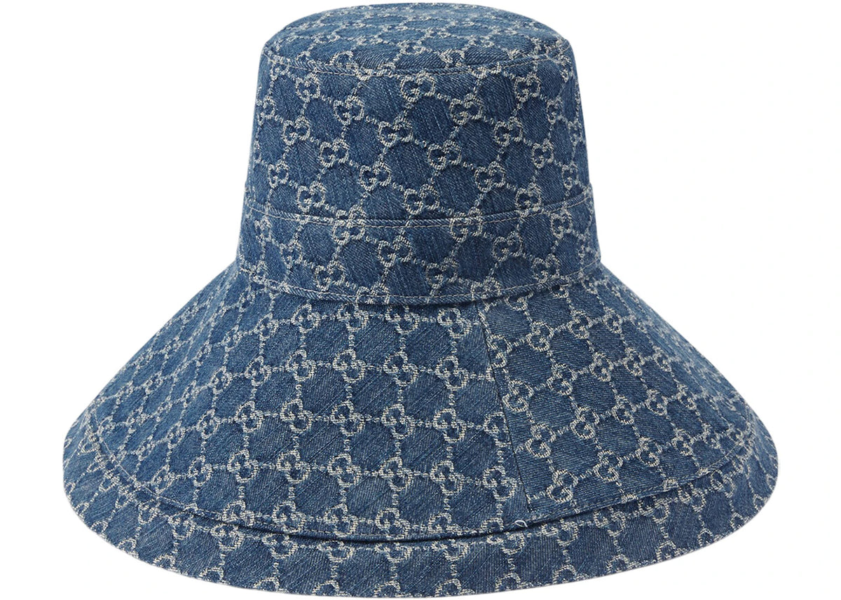 Gucci GG Canvas Wide Brim Hat Blue/Ivory