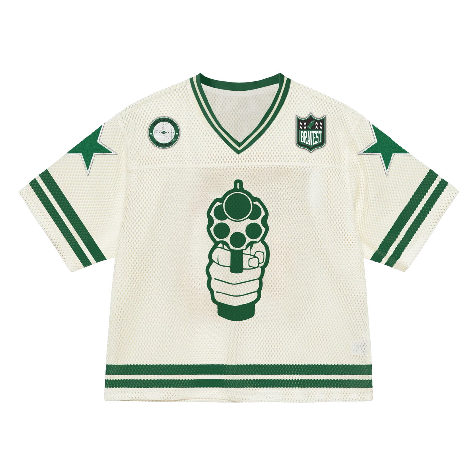 Bravest Cream 911 Football Jersey Green Sz L