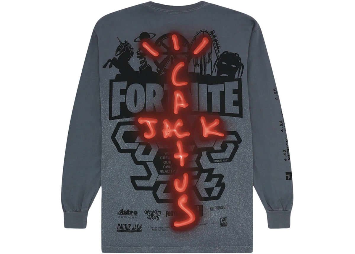 Travis Scott Back Bling L/S Tee Washed Grey