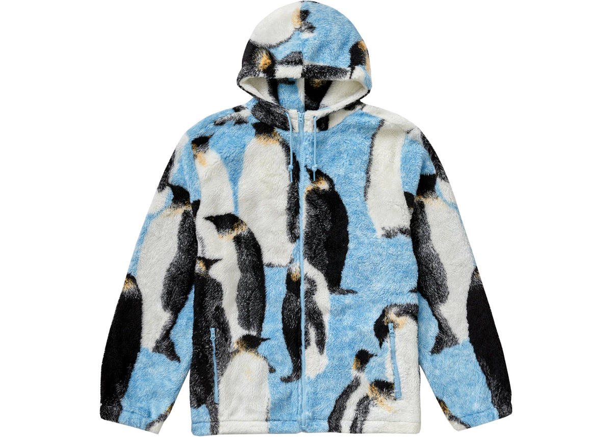 Supreme Penguins Hooded Fleece Jacket Blue NO tags