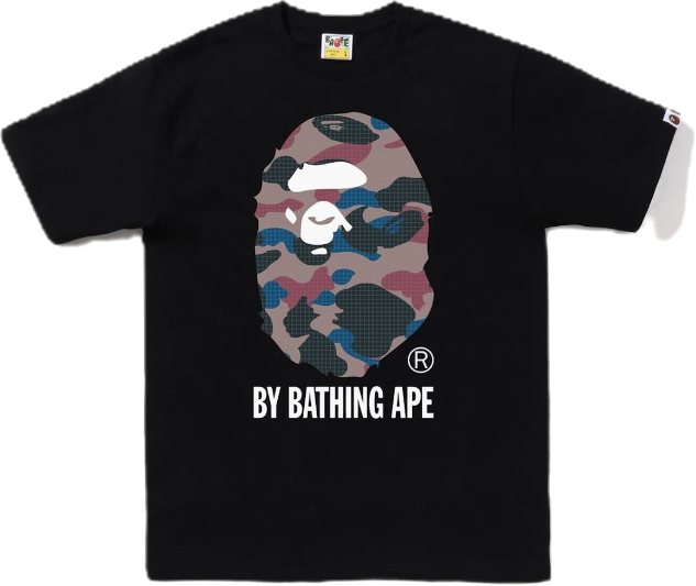 Bape Grid Camo By Bathing Ape Tee Black Purple Sz XL