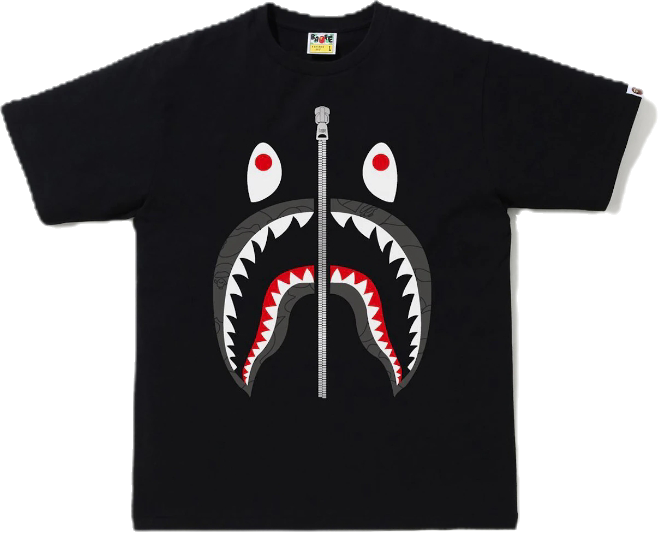 BAPE Line 1st Camo Shark Tee Black/Black Sz 2XL
