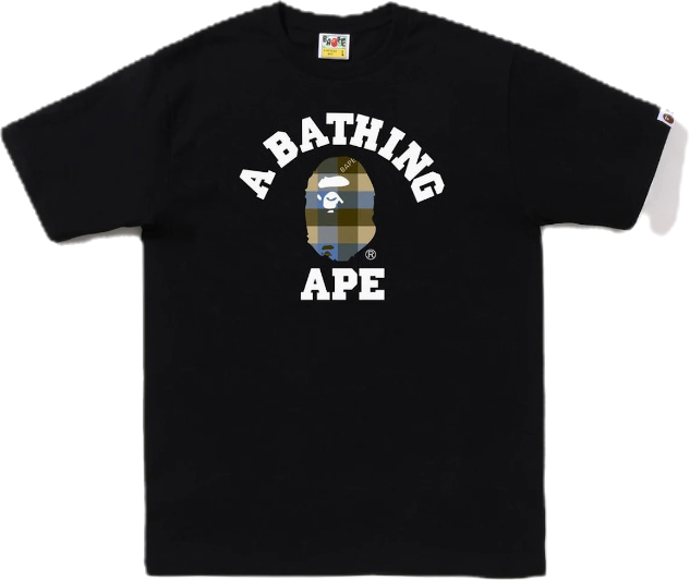 BAPE Block Check College Tee Sz 2XL