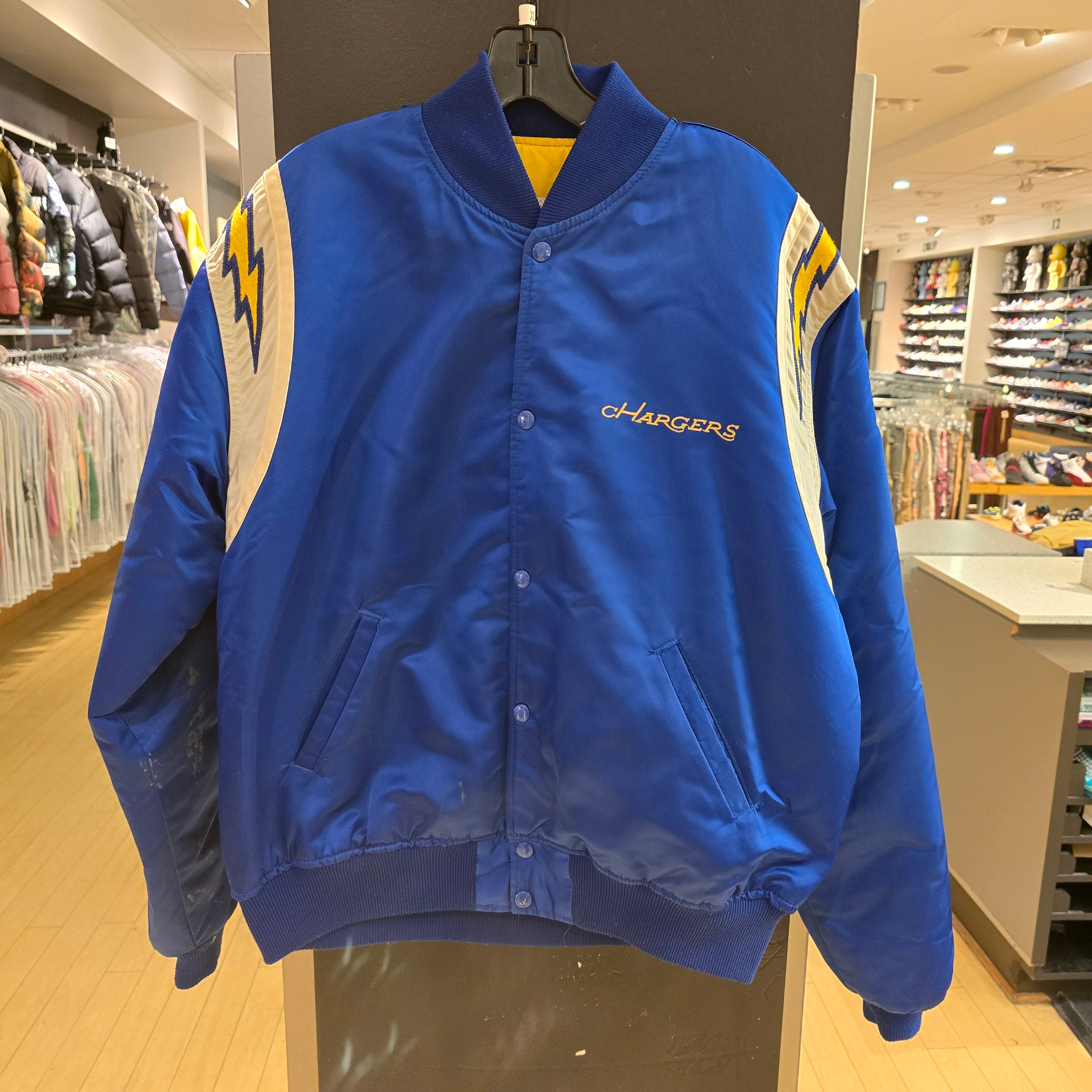 80s Starter San Diego Chargers Satin Royal Blue Bomber Jacket SZ XL