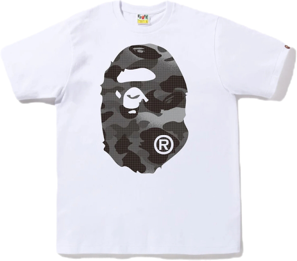Bape Grid Camo Big Ape Head Tee White Black Sz XL