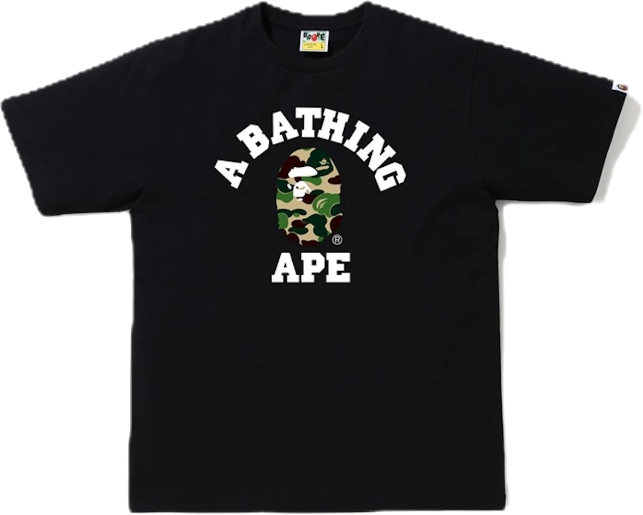 BAPE ABC Camo College Tee Black Green Sz XL