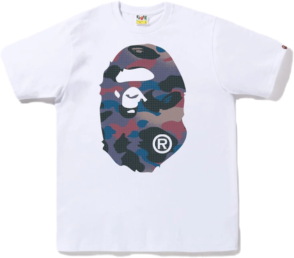BAPE Grid Camo Big Ape Head Tee White Purple Sz XL